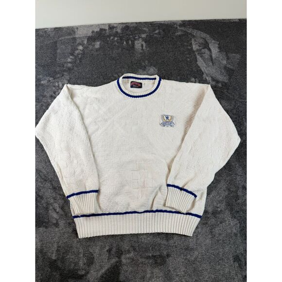 Vtg Nutmeg Mills University Of Kentucky Wildcats Knitted Embroidered Sweater L